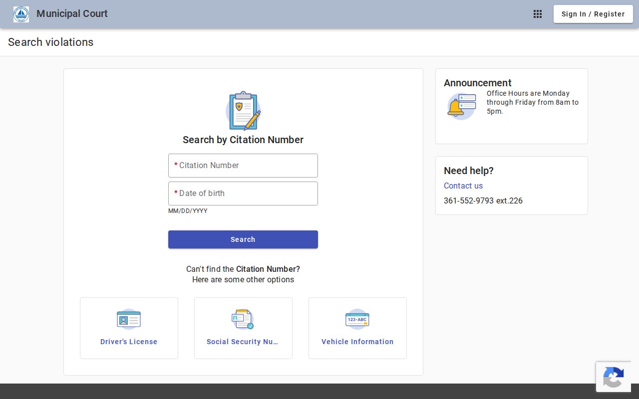 Port Lavaca docket search and payment portal